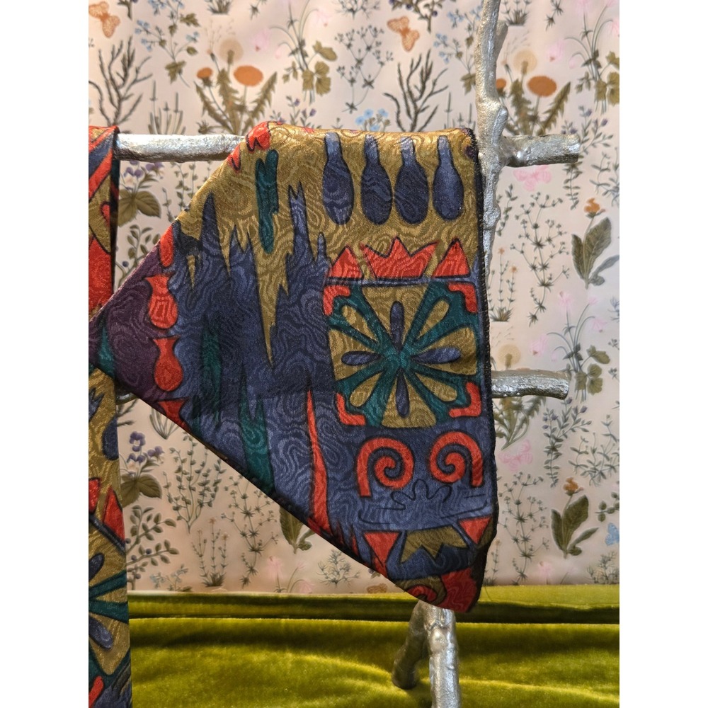 😎Dino Cellian Abstract Geometric Silk‎ Blend Vintage Necktie and Pocket Square - Picture 8 of 9